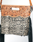 American Darling Clutch Hand Tooled Saddle Blanket Fabric Genuine Leather Western Women Bag Handbag Purse | Purses for Cute