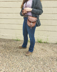 Leather Saddle Bag Purse with Detachable Strap