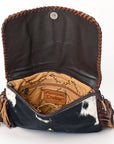 American Darling ADBG499BRW Envelope Hand Tooled Hair-On Genuine Leather Women Bag Western Handbag Purse