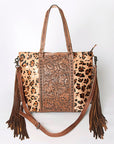 American Darling ADBG502ABRAH Tote Hand Tooled Hair-On Genuine Leather Women Bag Western Handbag Purse