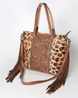 American Darling ADBG502ABRAH Tote Hand Tooled Hair-On Genuine Leather Women Bag Western Handbag Purse