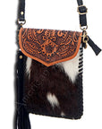 American Darling ADBGD115 Crossbody Hand Tooled Hair-On Genuine Leather Women Bag Western Handbag Purse