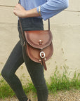 Leather Saddle Bag Purse with Detachable Strap