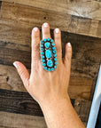 Big Ring - adjustable kingman turquoise ring and sterling silver