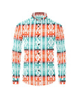 Turquoise Orange Aztec Unisex Western Button UP Shirt
