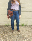 Leather Saddle Bag Purse with Detachable Strap