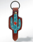 American Darling ADKR145 Hand Tooled Carved Genuine Leather Keyring