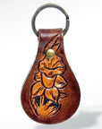 American Darling ADKR146 Hand Tooled Carved Genuine Leather Keyring