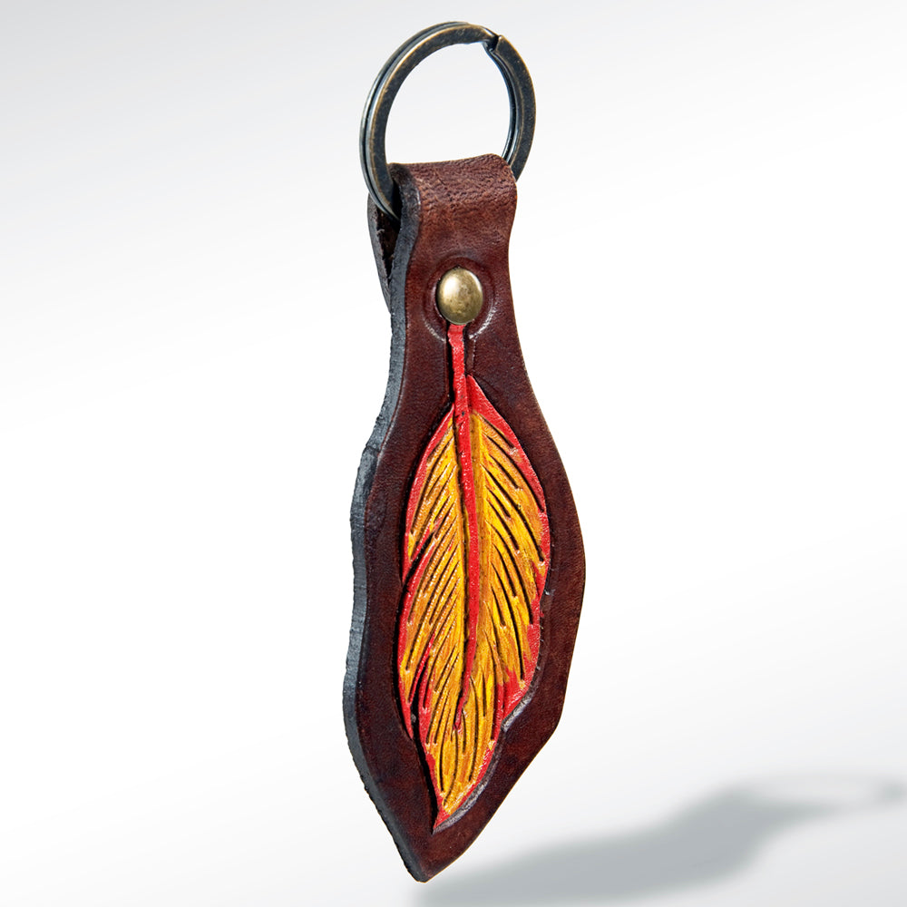 American Darling ADKR147 Hand Tooled Carved Genuine Leather Keyring