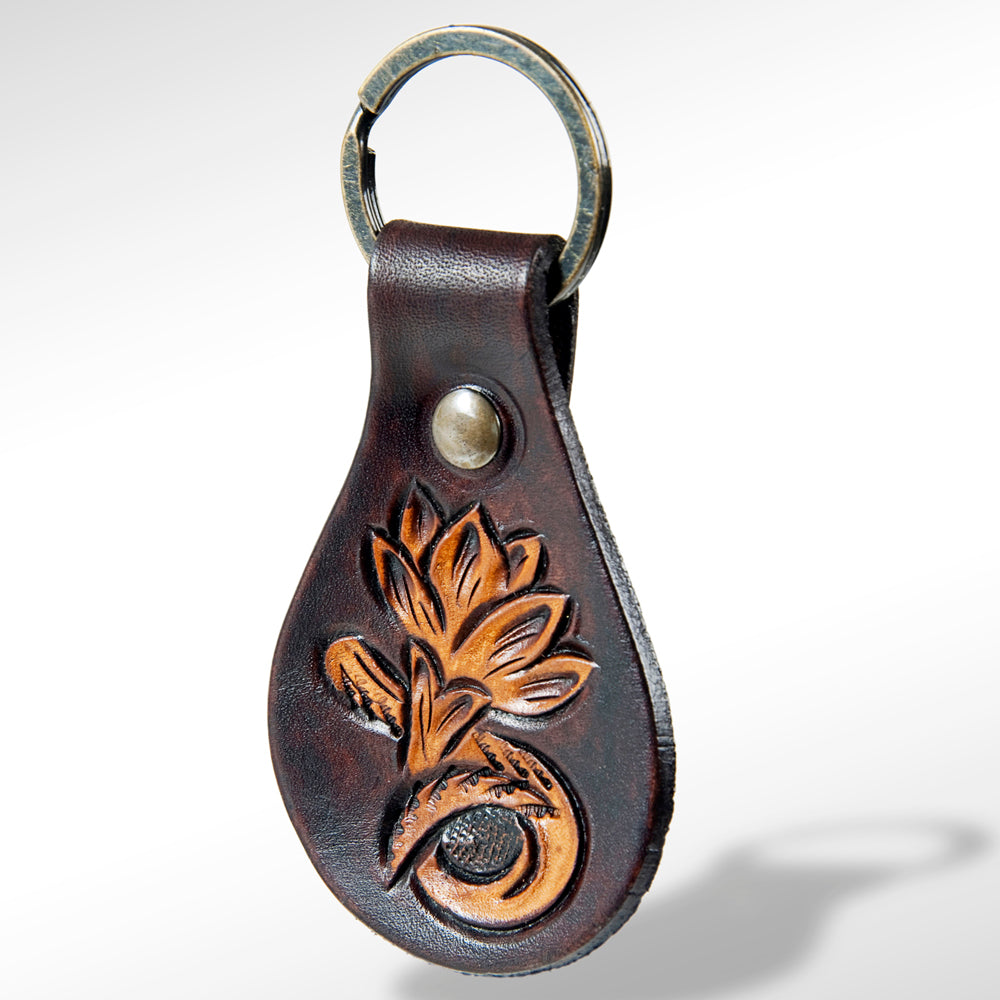 American Darling ADKR150 Hand Tooled Carved Genuine Leather Keyring