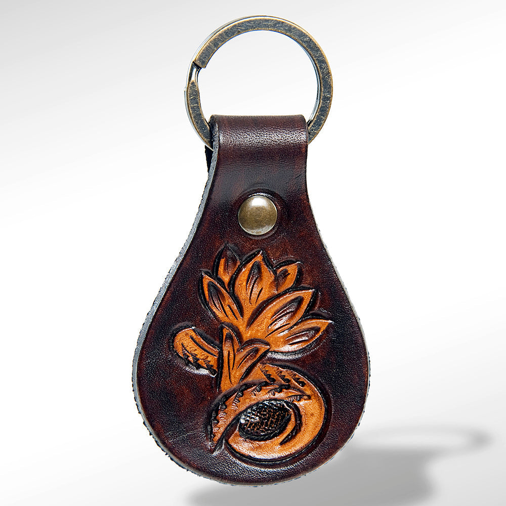 American Darling ADKR150 Hand Tooled Carved Genuine Leather Keyring