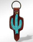 American Darling ADKR163 Hand Tooled Carved Genuine Leather Keyring