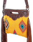 American Darling ADBG496A Clutch Hand Tooled Saddle Blanket Genuine Leather Women Bag Western Handbag Purse