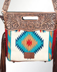 American Darling ADBG496A Clutch Hand Tooled Saddle Blanket Genuine Leather Women Bag Western Handbag Purse