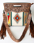 American Darling ADBG496A Clutch Hand Tooled Saddle Blanket Genuine Leather Women Bag Western Handbag Purse