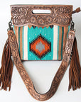 American Darling ADBG496A Clutch Hand Tooled Saddle Blanket Genuine Leather Women Bag Western Handbag Purse