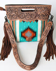 American Darling ADBG496A Clutch Hand Tooled Saddle Blanket Genuine Leather Women Bag Western Handbag Purse