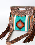 American Darling ADBG496A Clutch Hand Tooled Saddle Blanket Genuine Leather Women Bag Western Handbag Purse