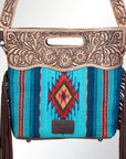American Darling ADBG496A Clutch Hand Tooled Saddle Blanket Genuine Leather Women Bag Western Handbag Purse
