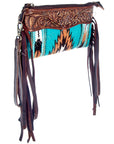 American Darling ADBGZ178 Wristlet Hand Tooled Saddle Blanket Genuine Leather Women Bag Western Handbag Purse