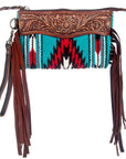 American Darling ADBGZ179 wristlet Hand Tooled Saddle Blanket Genuine Leather Women Bag Western Handbag Purse