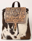ADBGZ102TAW American Darling Hand Tooled Hair On Genuine Leather Women Bag Western Handbag Purse