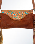 American Darling Small Crossbody Hand Tooled Hair On Genuine Leather Women Bag Western Handbag Purse
