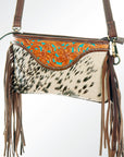American Darling Small Crossbody Hand Tooled Hair On Genuine Leather Women Bag Western Handbag Purse