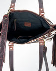 American Darling ADBGI103B Tote Hand Tooled Hair On Genuine Leather Women Bag Western Handbag Purse
