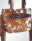 American Darling ADBGI103B Tote Hand Tooled Hair On Genuine Leather Women Bag Western Handbag Purse