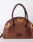 American Darling ADBG517BRW Taco Hand Tooled Hair-On Genuine Leather Women Bag Western Handbag Purse
