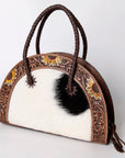 American Darling ADBG517BRW Taco Hand Tooled Hair-On Genuine Leather Women Bag Western Handbag Purse