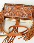 American Darling ADBG526ACGO Wallet Hand Tooled Hair-On Genuine Leather Women Bag Western Handbag Purse