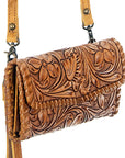 American Darling ADBG514BR Small Crossbody Hand Tooled Genuine Leather Women Bag Western Handbag Purse