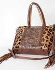American Darling ADBG502ABRAH Tote Hand Tooled Hair-On Genuine Leather Women Bag Western Handbag Purse