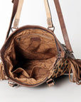 American Darling ADBG502ABRAH Tote Hand Tooled Hair-On Genuine Leather Women Bag Western Handbag Purse