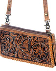 American Darling ADBG535BR Wallet Hand Tooled Genuine Leather Women Bag Western Handbag Purse