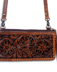 American Darling ADBG535BR Wallet Hand Tooled Genuine Leather Women Bag Western Handbag Purse