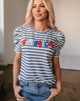 America Graphic Puff Sleeve Top