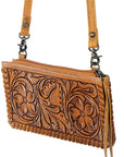 American Darling ADBG535BR Wallet Hand Tooled Genuine Leather Women Bag Western Handbag Purse