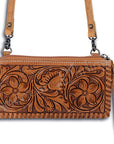 American Darling ADBG535BR Wallet Hand Tooled Genuine Leather Women Bag Western Handbag Purse