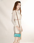American Darling ADBG535BR Wallet Hand Tooled Genuine Leather Women Bag Western Handbag Purse