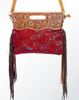 American Darling Clutch Hand Tooled Saddle Blanket Fabric Genuine Leather Western Women Bag Handbag Purse | Purses for Cute