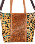 American Darling ADBG502ABRAH Tote Hand Tooled Hair-On Genuine Leather Women Bag Western Handbag Purse