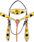 Hilason Western Horse Headstall Breast Collar American Leather Sunflower
