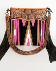 American Darling ADBGZ228 Signature Crossbody Hand Tooled Saddle Blanket Genuine Leather Women Bag Western Handbag Purse