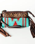 American Darling ADBGZ234 Wristlet Hand Tooled Saddle Blanket Genuine Leather Women Bag Western Handbag Purse