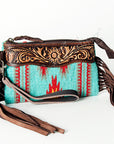 American Darling ADBGZ234 Wristlet Hand Tooled Saddle Blanket Genuine Leather Women Bag Western Handbag Purse