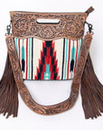 American Darling ADBGZ246 Clutch Hand Tooled Saddle Blanket Genuine Leather Women Bag Western Handbag Purse