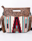 American Darling ADBGZ246 Clutch Hand Tooled Saddle Blanket Genuine Leather Women Bag Western Handbag Purse